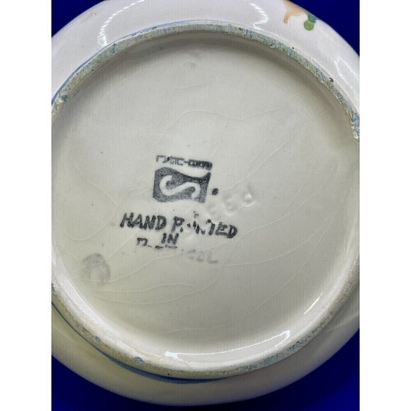 Vtg MCM Lava Glaze Pottery Planter Made in Italy Green Tan Orange  4-1/4" Tall - Picture 7 of 8